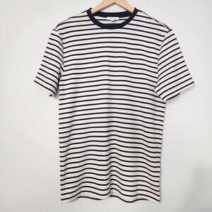 Reiss Heavyweight Striped T-Shirt Brentford in Cream/Navy Nautical